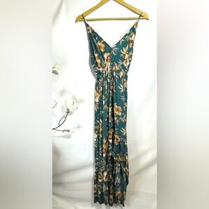 Lou & Grey Hi Low Floral Dress in Green and Yellow